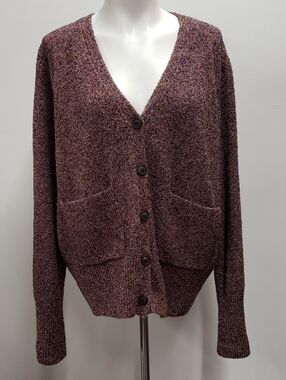 COS Mauve Marled V-Neck Button Cardigan